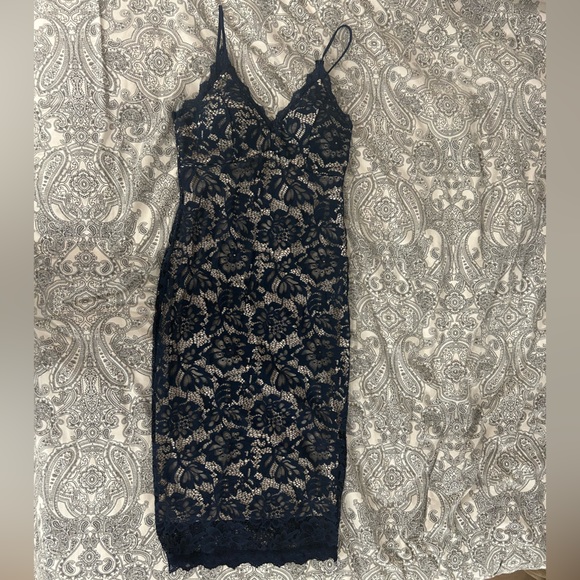 Navy Lace Midi Dress From Honey - Picture 3 of 7